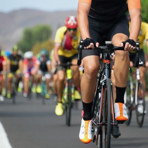 Cycling competition,cyclist athletes riding a race at high speed